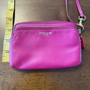 Hot pink Coach leather wristlet